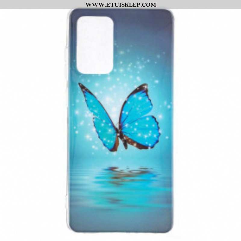 Etui do Samsung Galaxy A52 4G / A52 5G / A52s 5G Fluorescencyjny Niebieski Motyl